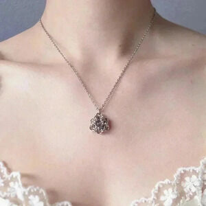 Sweet purple flower necklace with a small silver chain